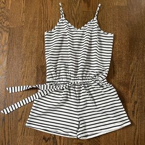 Black and Off-white Striped Romper J.Crew Factory